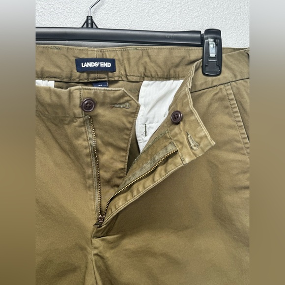 Lands' End Men's Khaki Chinos Flat Front 35x31 Straight Fit Green/Brown Tone - Picture 3 of 8